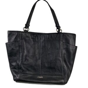 Coach Womens D1420-F28726 Leather Black Tote Bag Purse Satchel